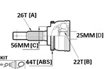 CV JOINT - 26X56X22 323 LANTIS (44T ABS)